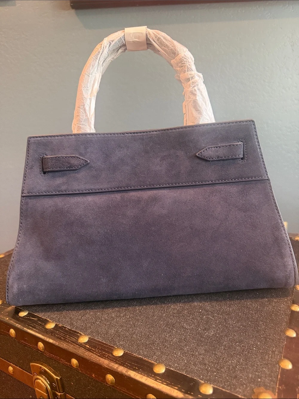 Veronica Beard Navy Suede Dash Bag